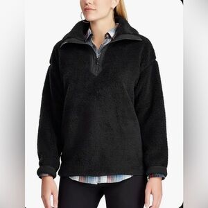 Women’s Chaps Quarter Zip Black Sherpa Pullover Jacket